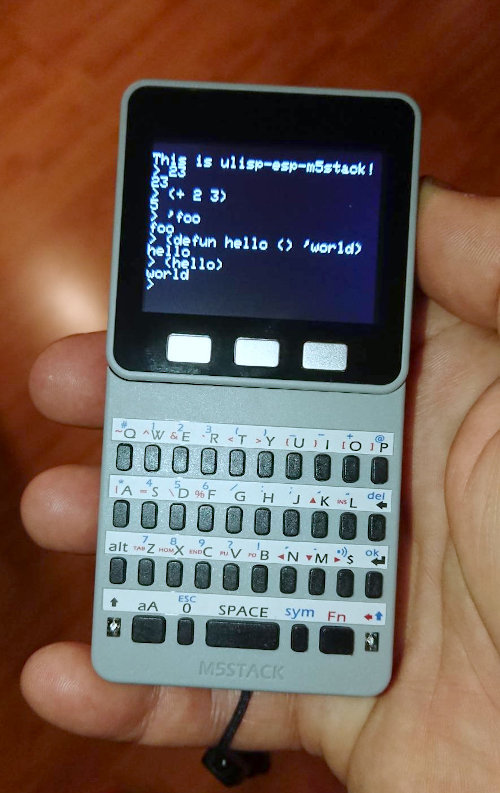 Programming “Hello World!” on the M5Stack with Faces keyboard; click for a larger version (252 kB).